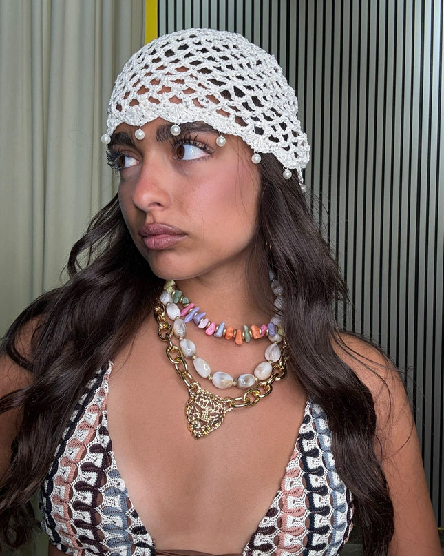 COPRICAPO CROCHET PERLA