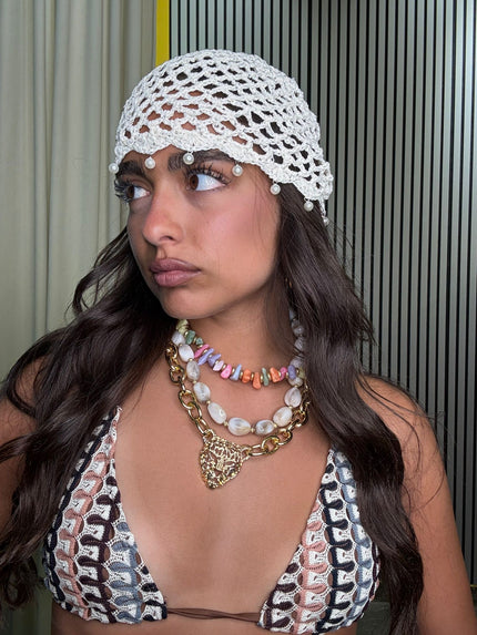 COPRICAPO CROCHET PERLA