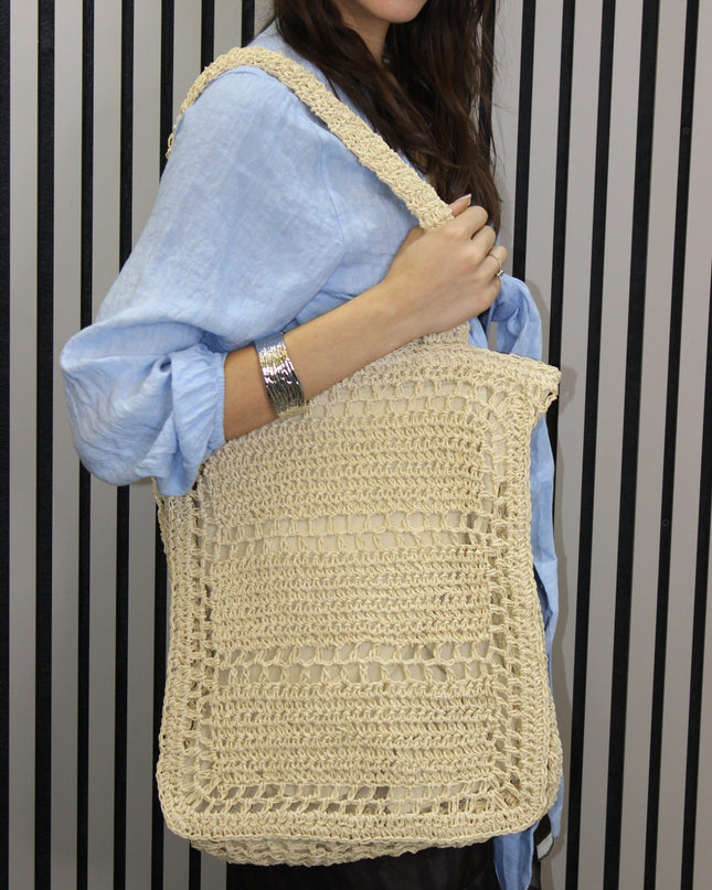 Borsa Shopper Crochet Naturale